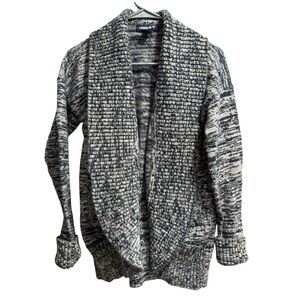 Lands End Womens Cardigan Knit Cotton blend, Open front, Blue/Gray, Sz‎ Small